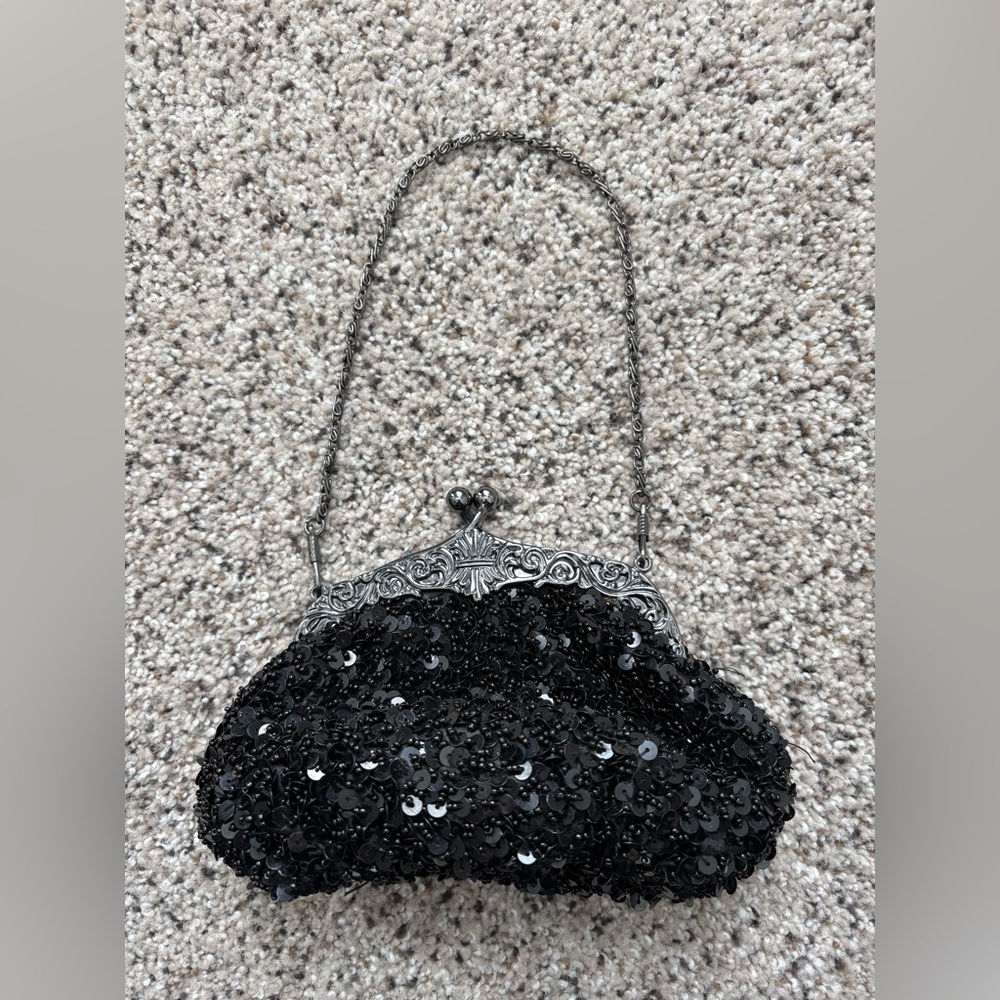 Black Sequin Evening Bag
